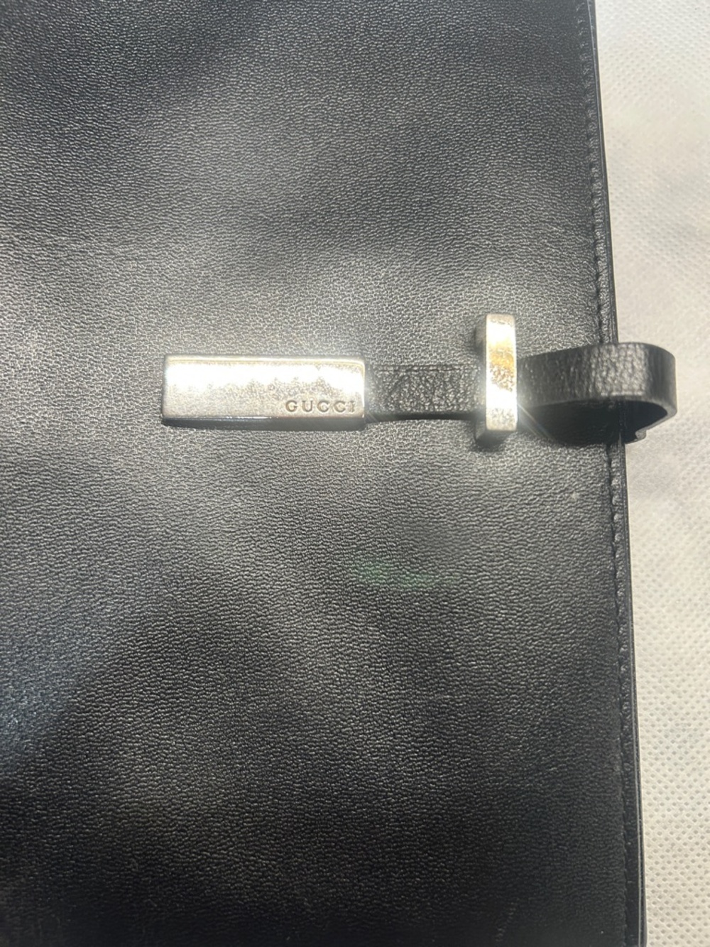 Gucci Black Leather Journal notebook Cover with Silver Logo Strap - Picture 2 of 7